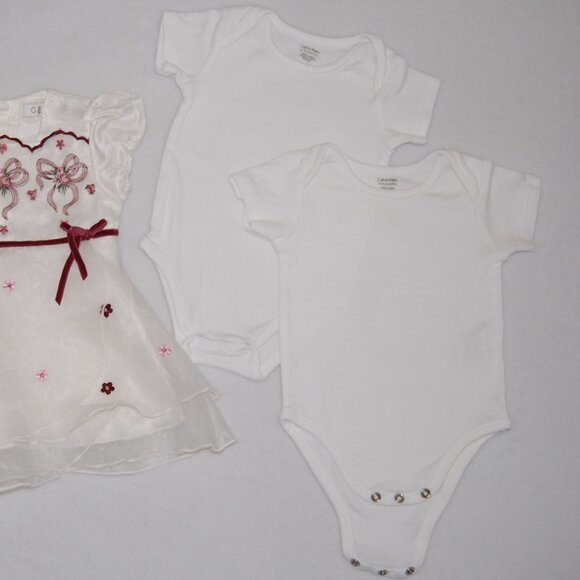 NWOT Infant Girls 6-9M Bundle - 2 Calvin Klein Onesies & George Dress - Picture 4 of 4